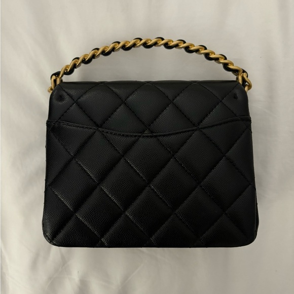 CHANEL 🖤 24S Black Caviar Leather Rue Cambon Mini Top Handle Bag - Picture 8 of 16